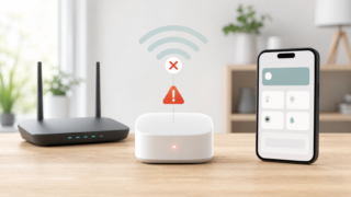 SwitchBot ハブ2がWi-Fiにつながらない時の原因切り分けを表すアイキャッチ