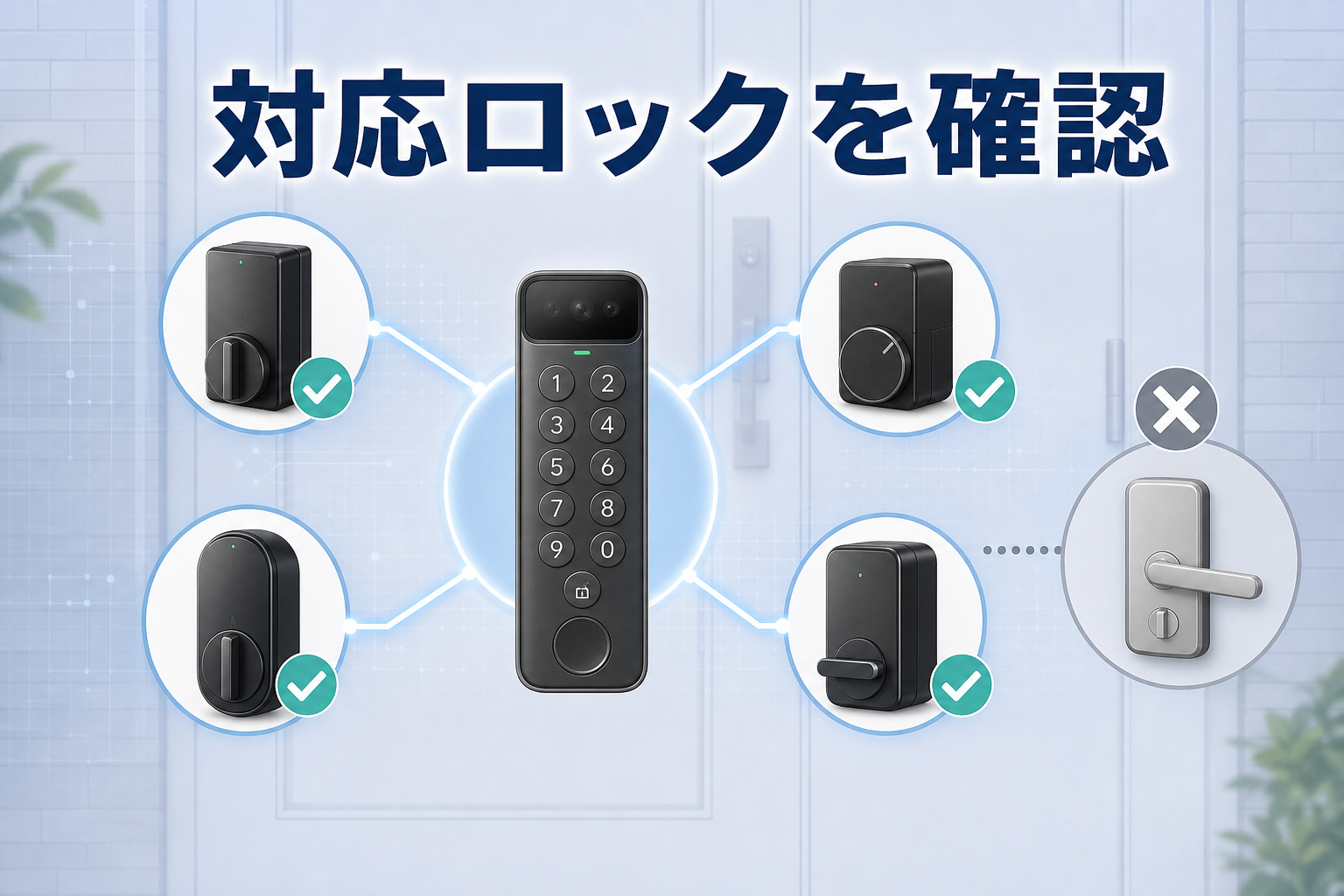 SwitchBot 顔認証パッドの対応ロックを表した画像
