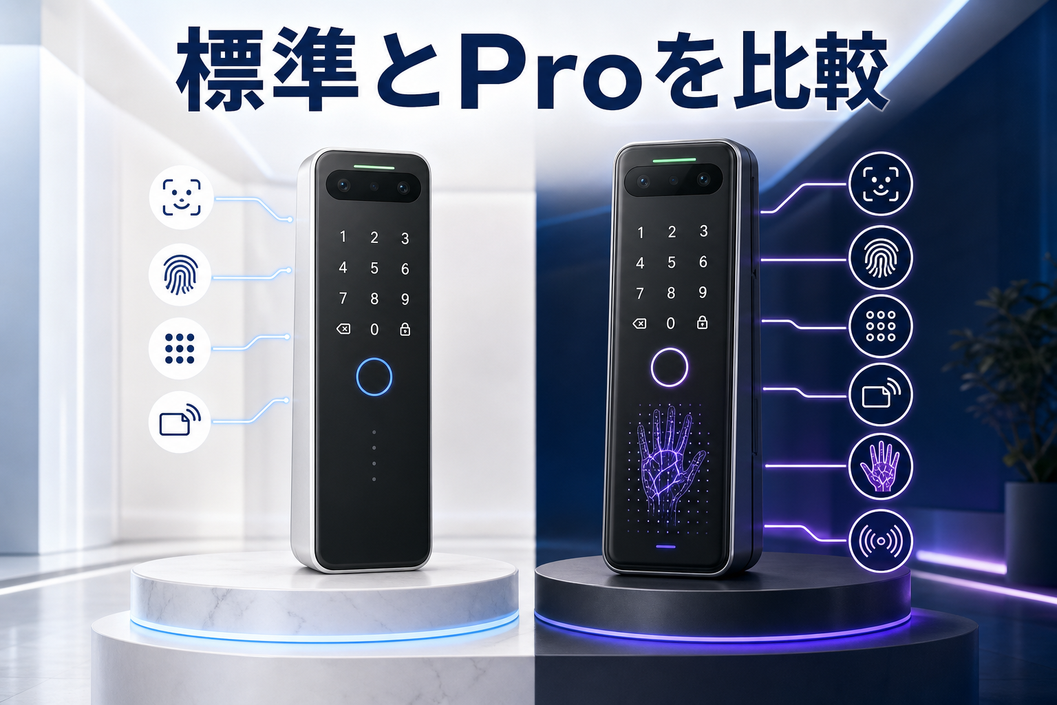 顔認証パッドの標準モデルとProの違いを表した画像