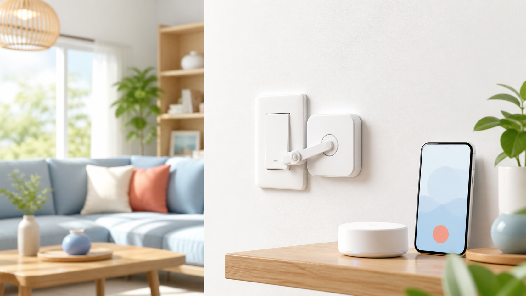 SwitchBotボットを正しく設置して操作するイメージ